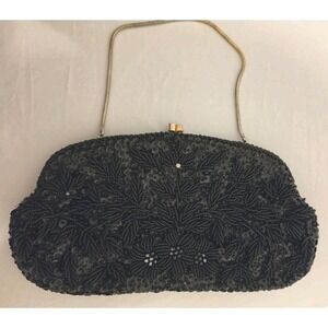 Vintage Black Beaded‎ Clutch By Simpsons Made In Hong Kong